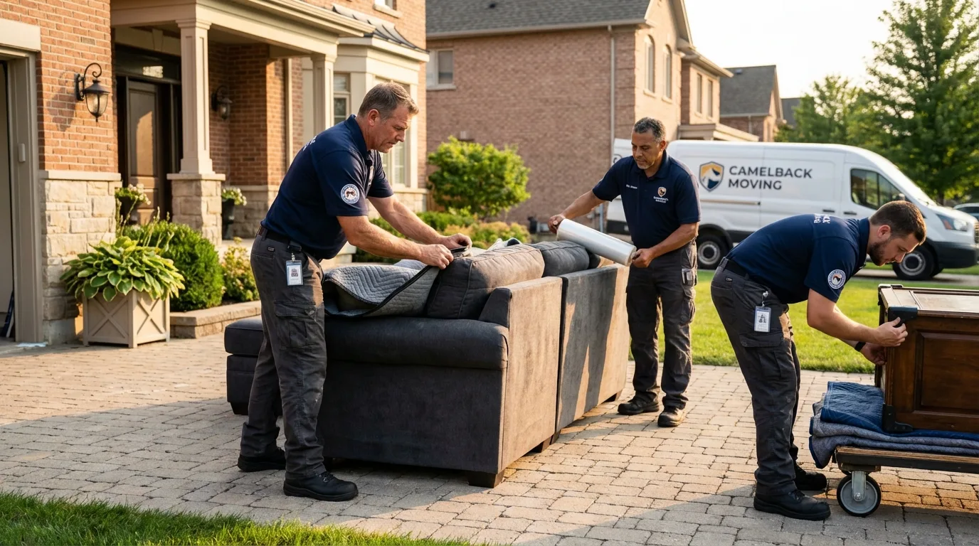 Large estate moving crew wrapping furniture in Pelham, AL
