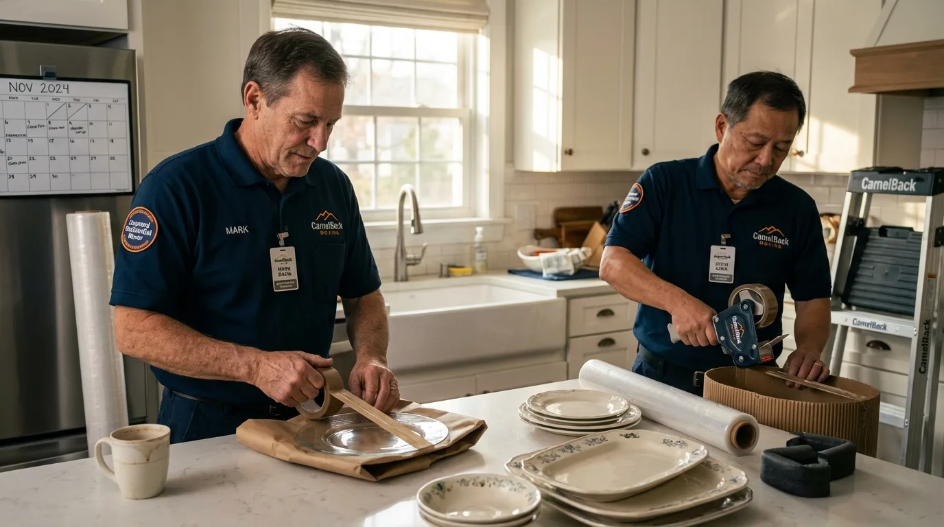 Professional crew packing kitchen dishware in Pelham, AL